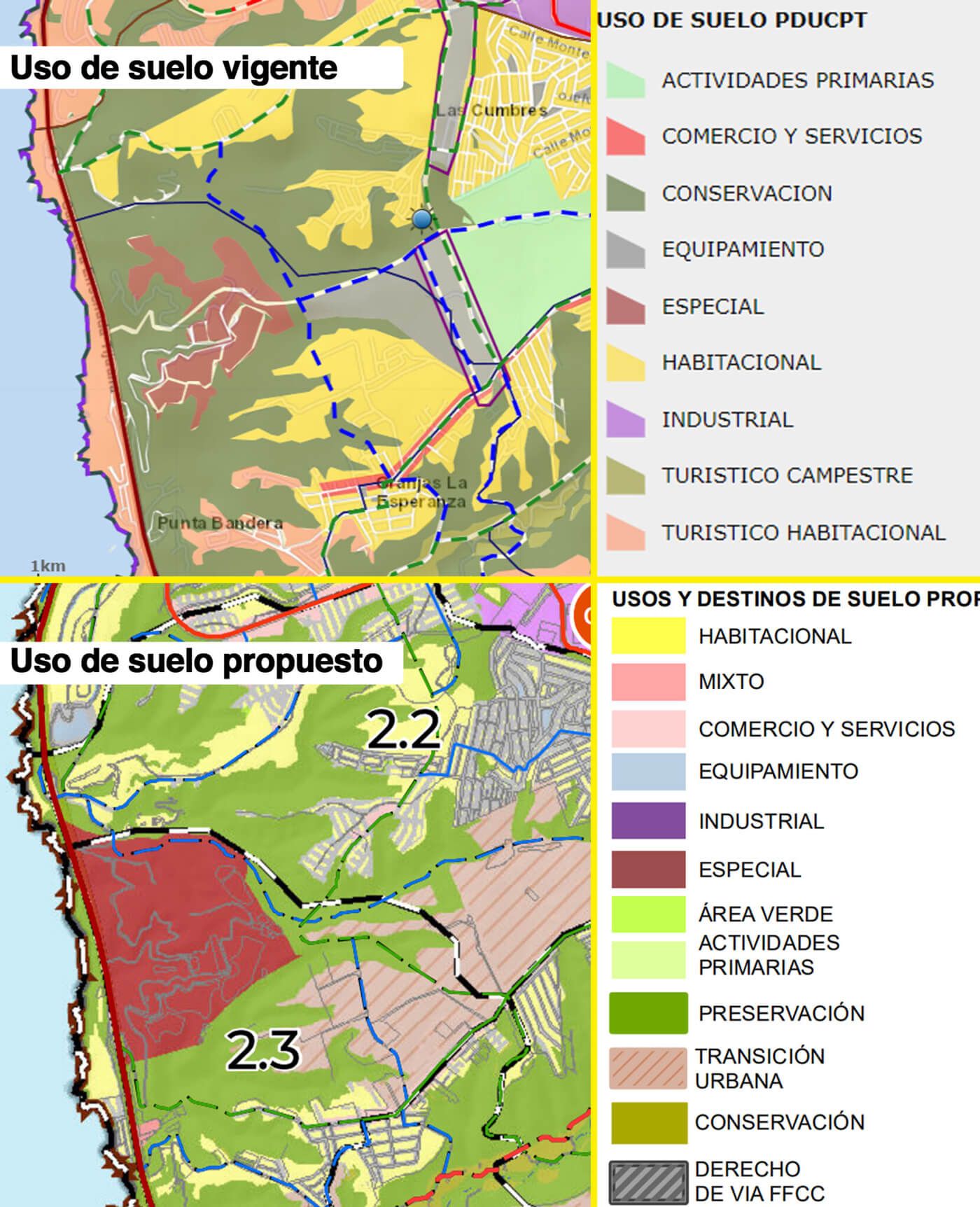 map de uso de suelo vigente en Tijuana